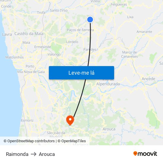 Raimonda to Arouca map