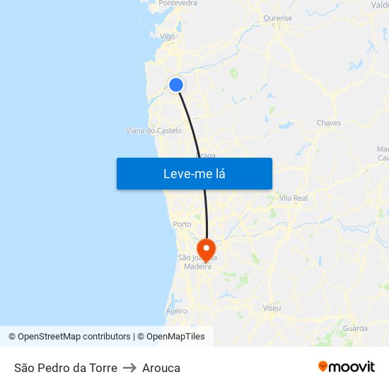 São Pedro da Torre to Arouca map