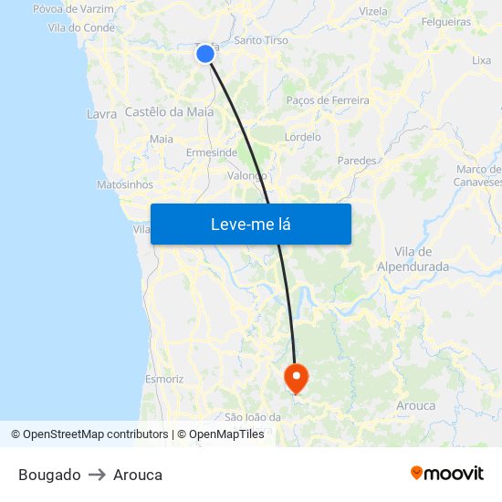 Bougado to Arouca map