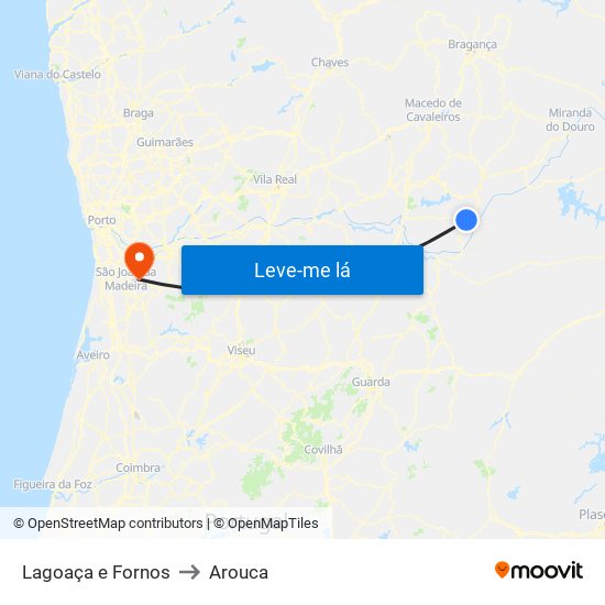 Lagoaça e Fornos to Arouca map