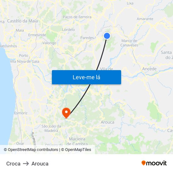 Croca to Arouca map