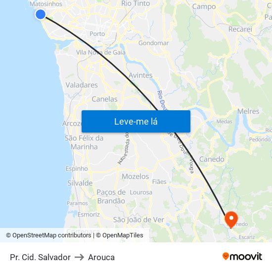 Pr. Cid. Salvador to Arouca map