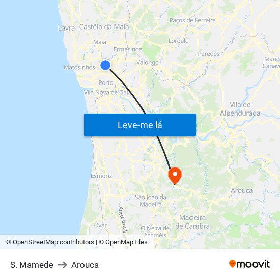 S. Mamede to Arouca map