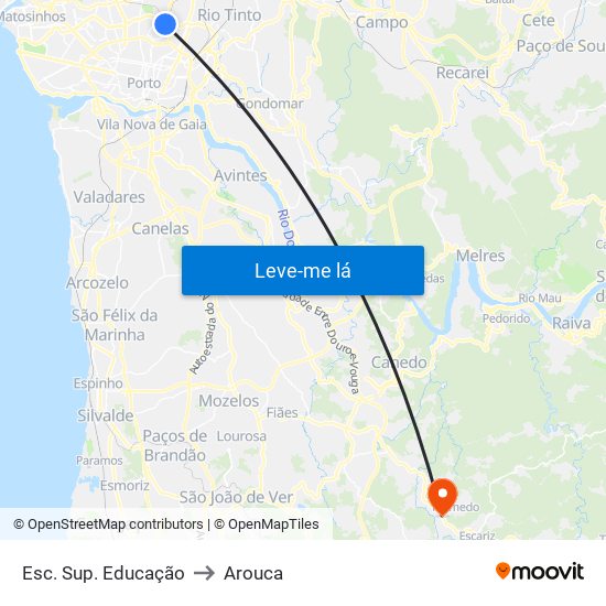 Esc. Sup. Educação to Arouca map