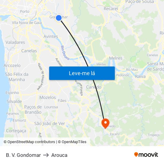 B. V. Gondomar to Arouca map