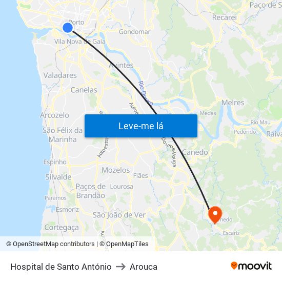 Hospital de Santo António to Arouca map
