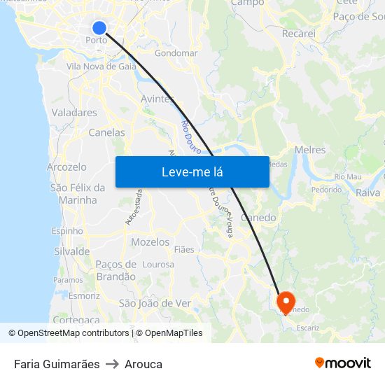 Faria Guimarães to Arouca map