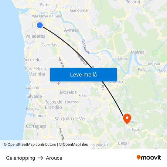 Gaiahopping to Arouca map