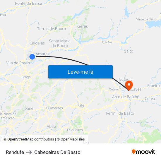 Rendufe to Cabeceiras De Basto map