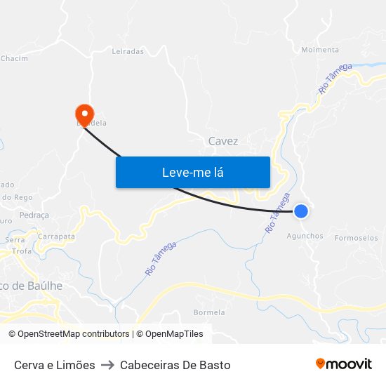Cerva e Limões to Cabeceiras De Basto map