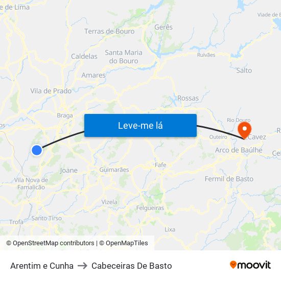 Arentim e Cunha to Cabeceiras De Basto map