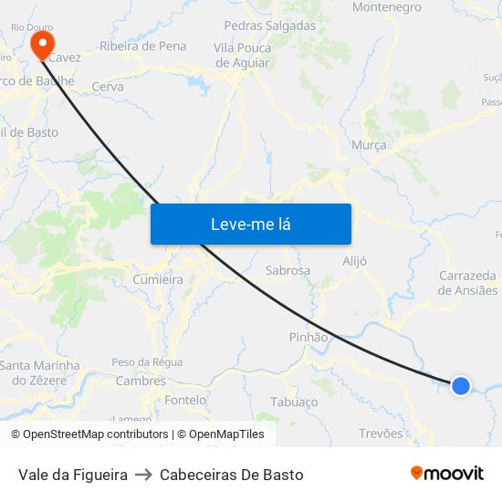 Vale da Figueira to Cabeceiras De Basto map