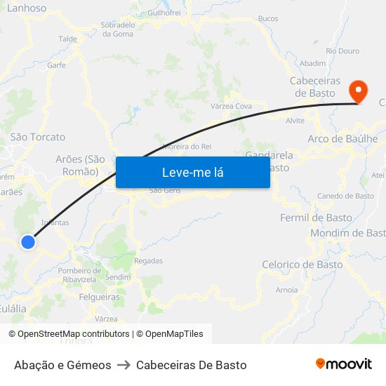 Abação e Gémeos to Cabeceiras De Basto map