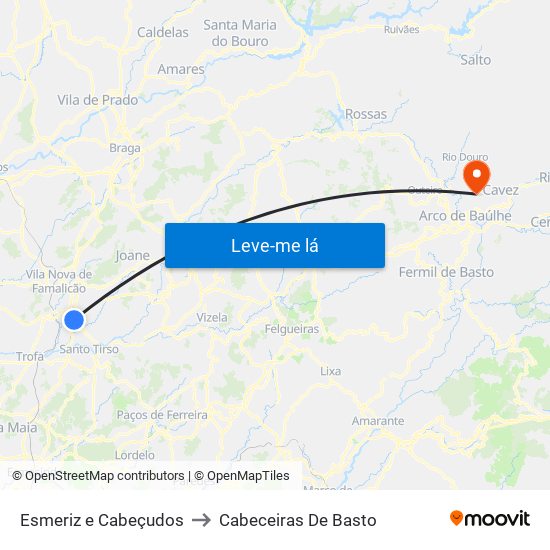 Esmeriz e Cabeçudos to Cabeceiras De Basto map