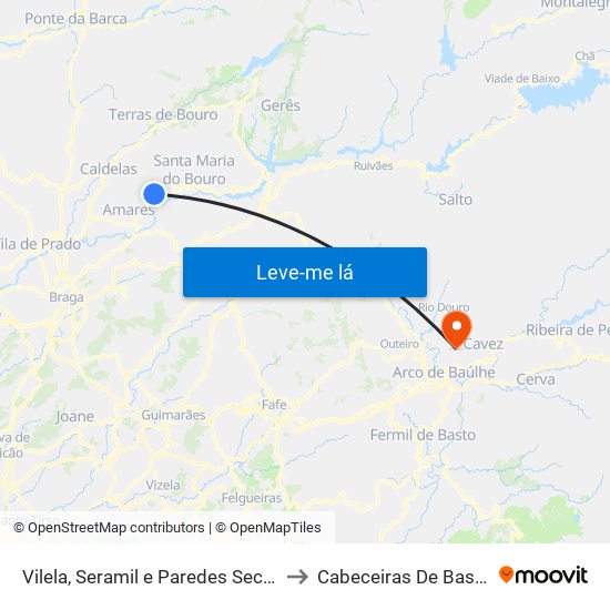 Vilela, Seramil e Paredes Secas to Cabeceiras De Basto map