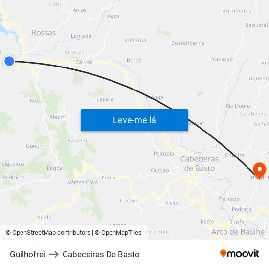 Guilhofrei to Cabeceiras De Basto map