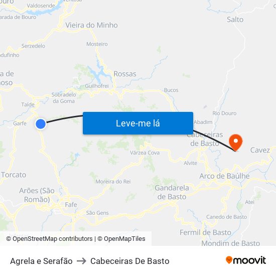 Agrela e Serafão to Cabeceiras De Basto map