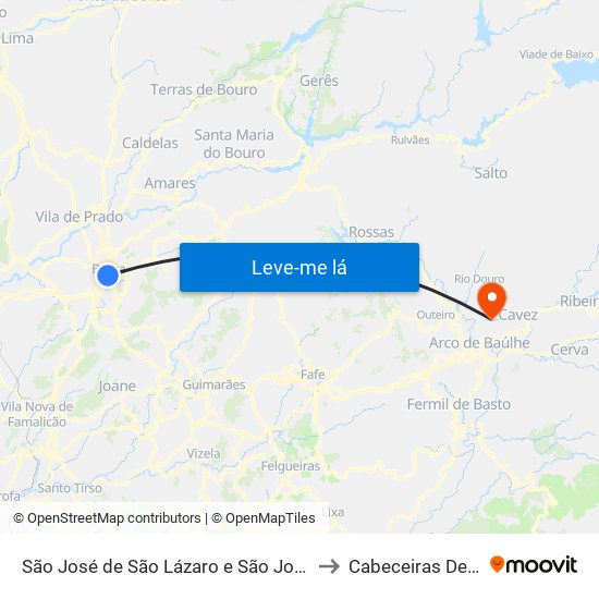 São José de São Lázaro e São João do Souto to Cabeceiras De Basto map