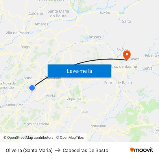 Oliveira (Santa Maria) to Cabeceiras De Basto map