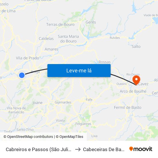 Cabreiros e Passos (São Julião) to Cabeceiras De Basto map