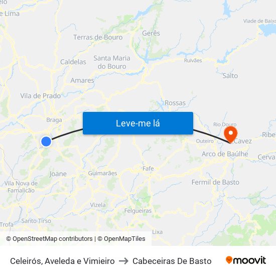 Celeirós, Aveleda e Vimieiro to Cabeceiras De Basto map