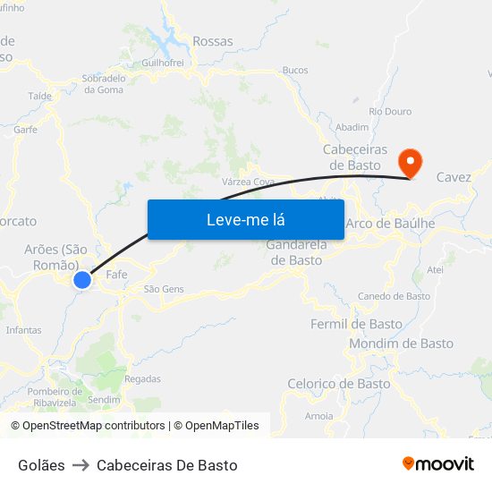 Golães to Cabeceiras De Basto map
