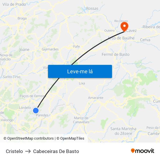 Cristelo to Cabeceiras De Basto map