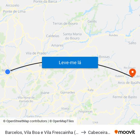 Barcelos, Vila Boa e Vila Frescainha (São Martinho e São Pedro) to Cabeceiras De Basto map