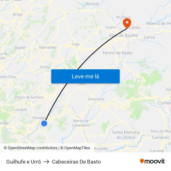 Guilhufe e Urrô to Cabeceiras De Basto map