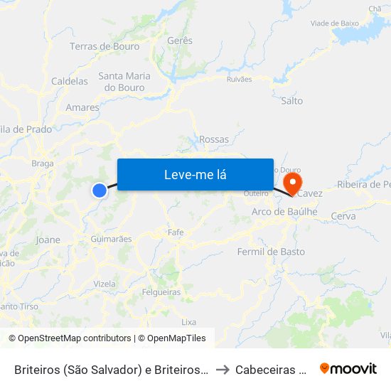 Briteiros (São Salvador) e Briteiros (Santa Leocádia) to Cabeceiras De Basto map
