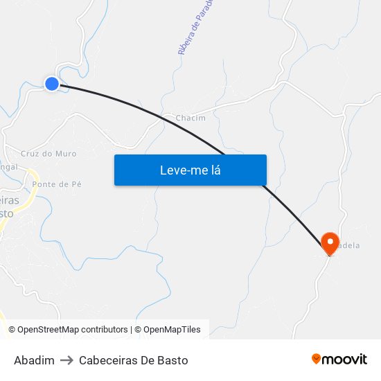 Abadim to Cabeceiras De Basto map