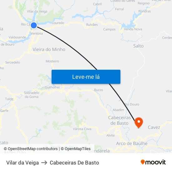 Vilar da Veiga to Cabeceiras De Basto map