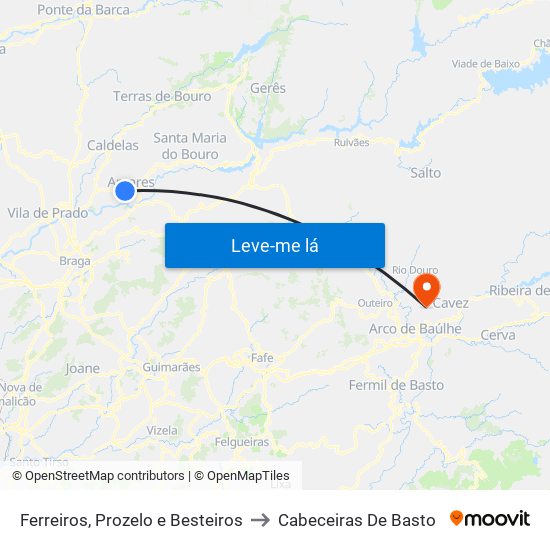 Ferreiros, Prozelo e Besteiros to Cabeceiras De Basto map