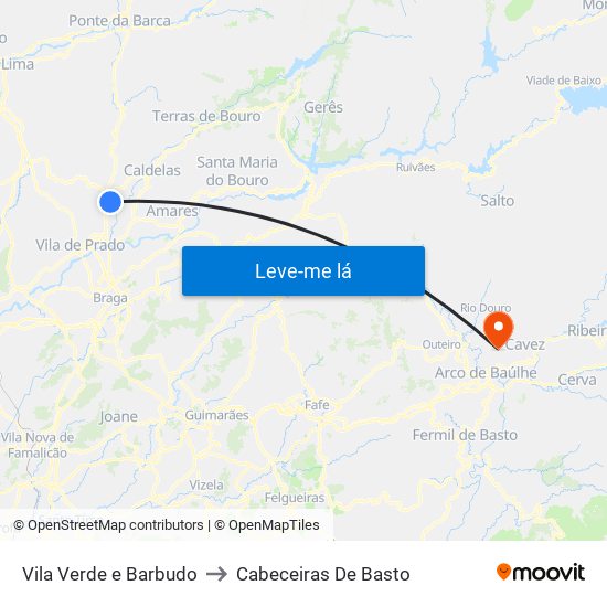 Vila Verde e Barbudo to Cabeceiras De Basto map