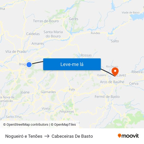 Nogueiró e Tenões to Cabeceiras De Basto map