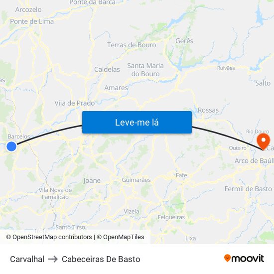 Carvalhal to Cabeceiras De Basto map