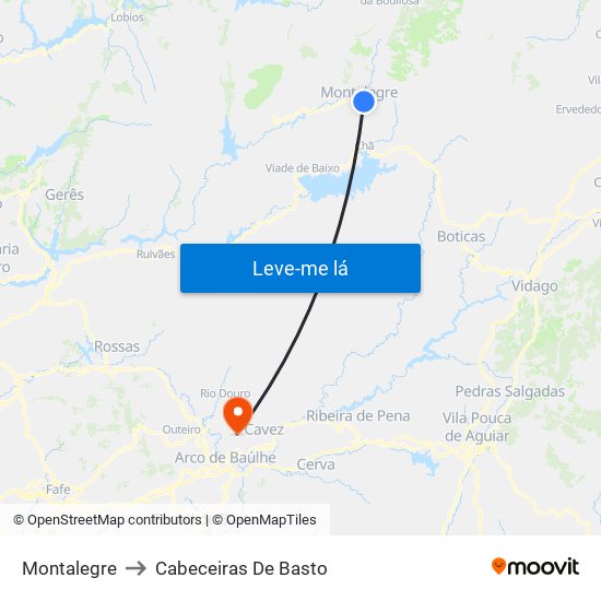 Montalegre to Cabeceiras De Basto map