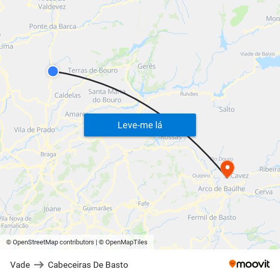 Vade to Cabeceiras De Basto map