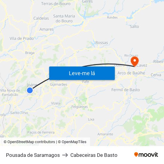 Pousada de Saramagos to Cabeceiras De Basto map