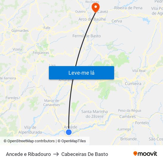 Ancede e Ribadouro to Cabeceiras De Basto map