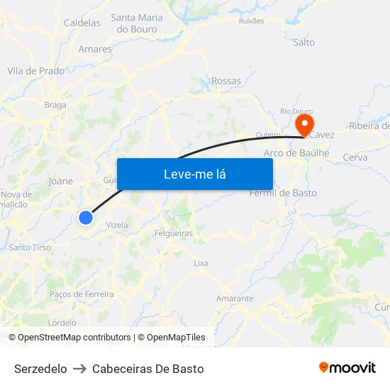 Serzedelo to Cabeceiras De Basto map