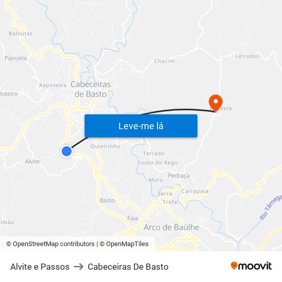 Alvite e Passos to Cabeceiras De Basto map