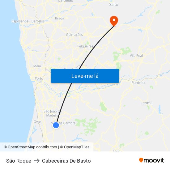 São Roque to Cabeceiras De Basto map