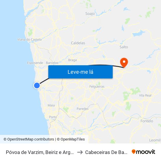 Póvoa de Varzim, Beiriz e Argivai to Cabeceiras De Basto map