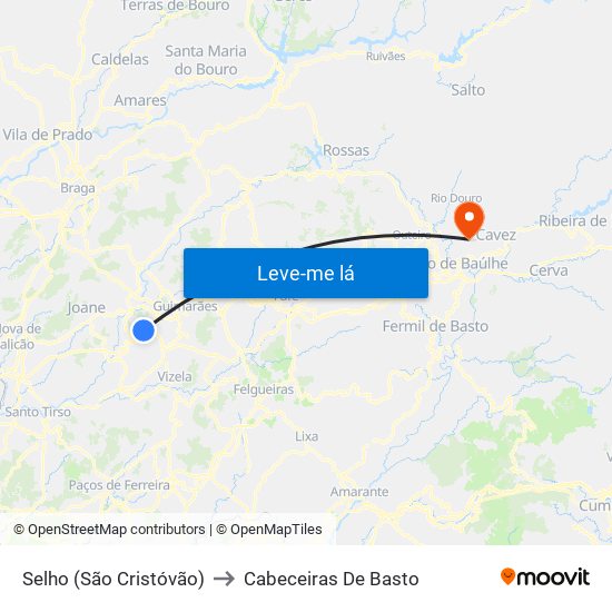 Selho (São Cristóvão) to Cabeceiras De Basto map