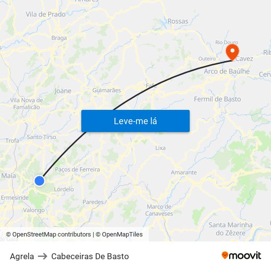 Agrela to Cabeceiras De Basto map