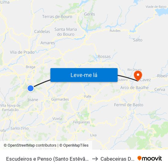 Escudeiros e Penso (Santo Estêvão e São Vicente) to Cabeceiras De Basto map