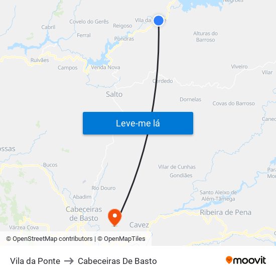 Vila da Ponte to Cabeceiras De Basto map