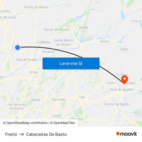 Freiriz to Cabeceiras De Basto map