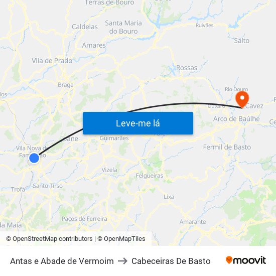 Antas e Abade de Vermoim to Cabeceiras De Basto map